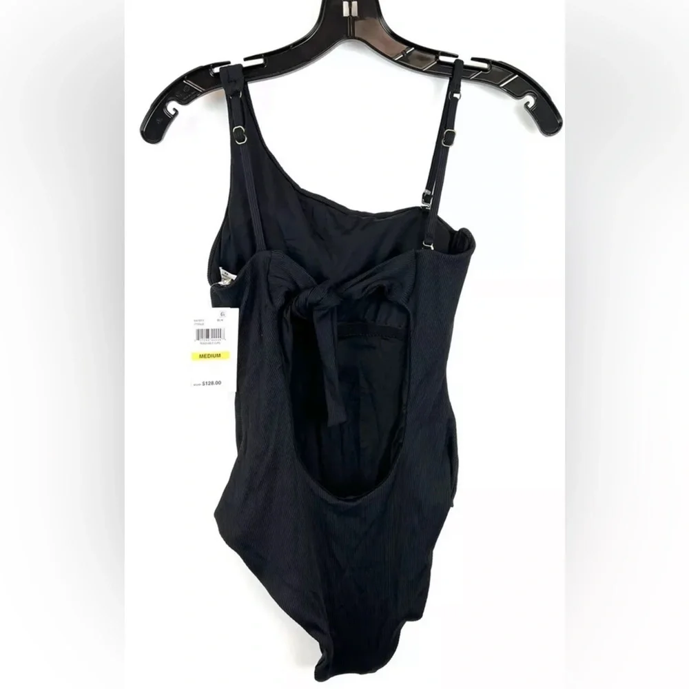 Rebecca Virtue Women’s Black Adeline Rib One Piece Swimsuit Size Medium
